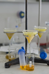 Urine sample-series of tubes with yellow coloring gradient