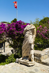 Ancient Roman marble sculpture inside the medieval Bodrum Castle. - obrazy, fototapety, plakaty