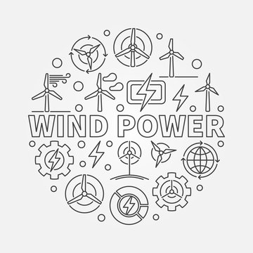 Wind power outline illustration