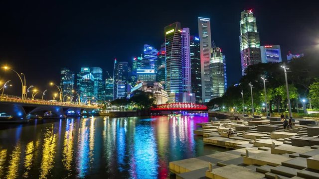 Singapore river night Motion timelapse