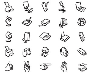 outline icons of office equipment