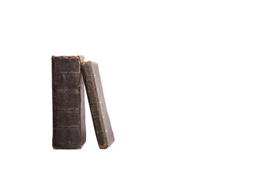 old books standing on a white background