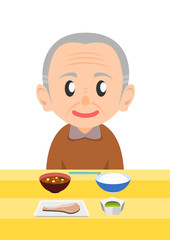 栄養バランスのとれた食事　老人