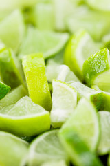 Sliced Limes (selective focus, close-up shot)