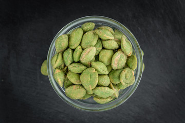 Slate slab with Wasabi Peanuts