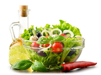 Composition with vegetable salad bowl. Balanced diet