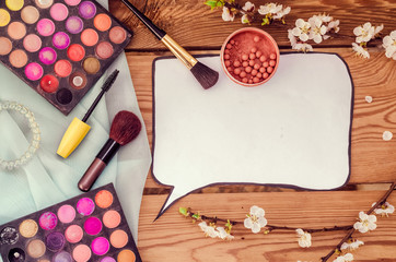 Obraz na płótnie Canvas Professional set for make-up. Accessories. Clean template