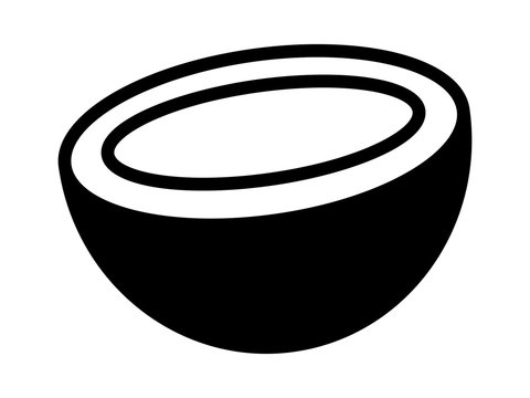 Coconut cross section cut in half flat vector icon for food apps and websites
