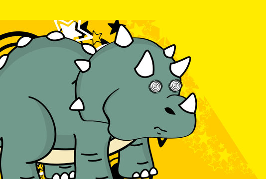 Funny baby triceratops cartoon expressions background in vector format 