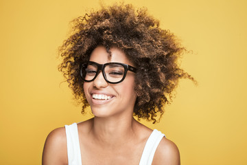 African american girl wearing eyeglasses.