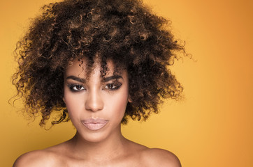 Portrait of girl with afro hairstyle.