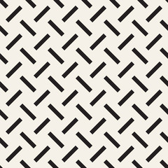 Fototapeta na wymiar Crosshatch vector seamless geometric pattern. Crossed graphic rectangles background. Checkered motif. Seamless black and white texture of crosshatched lines. Trellis simple fabric print.