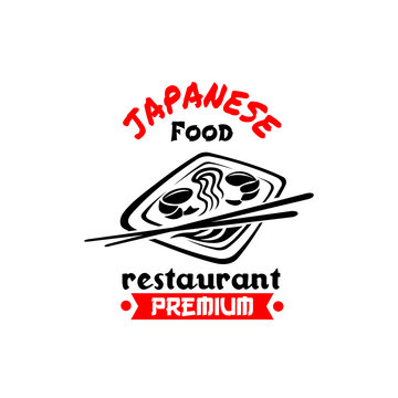 Japanese restaurant or sushi bar vector icon