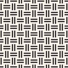 Crosshatch vector seamless geometric pattern. Crossed graphic rectangles background. Checkered motif. Seamless black and white texture of crosshatched lines. Trellis simple fabric print.