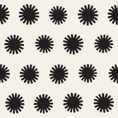 Vector seamless sunburst shapes freehand pattern. Abstract background with round brush strokes. Hand drawn texture