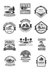 Fototapeta premium Nature landscape company vector icons set