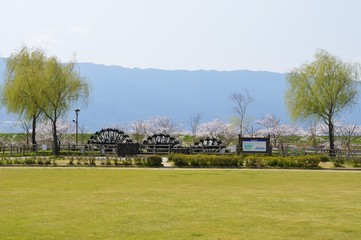 Fototapeta na wymiar 三連水車 / 福岡県朝倉市 / 水害前の画像