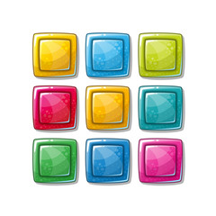 Colorful glossy shapes icons set , isolated vector