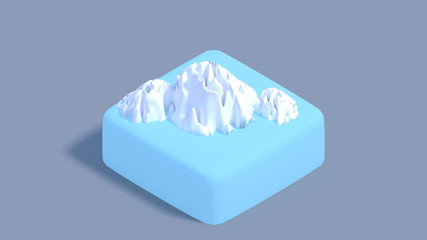 Isometric iceberg. 3d render picture.