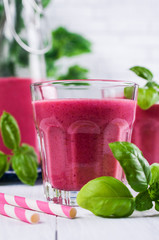 Beetroot smoothies in glass