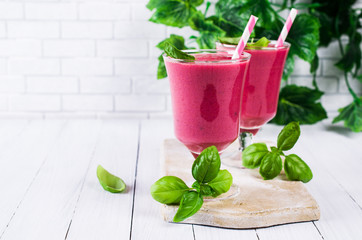 Beetroot smoothies in glass