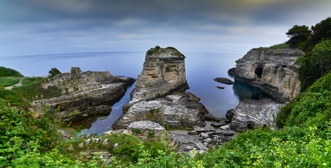 Black sea cliffs. The famous cliffs in the resort village of Kerpe. Kandira district, Kocaeli city, Turkey 