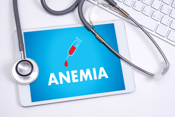 ANEMIA blood for test , Medical Concept , Diagnosis Iron deficiency doctor hand working...