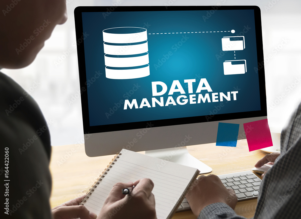 Poster data management file database cloud network technology concept