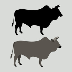 bull vector illustration style flat  black silhouette