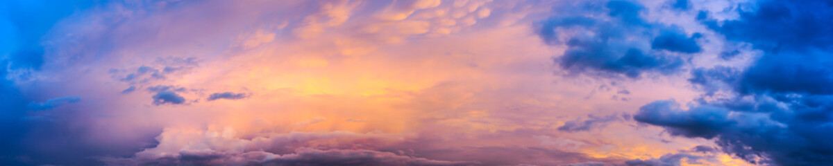 the panorama of heavenly dusk with clouds and sky