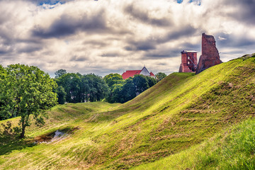 Fototapeta na wymiar Belarus: ruins of Navahrudak, Naugardukas, Nowogrodek, Novogrudok castle in the summer 