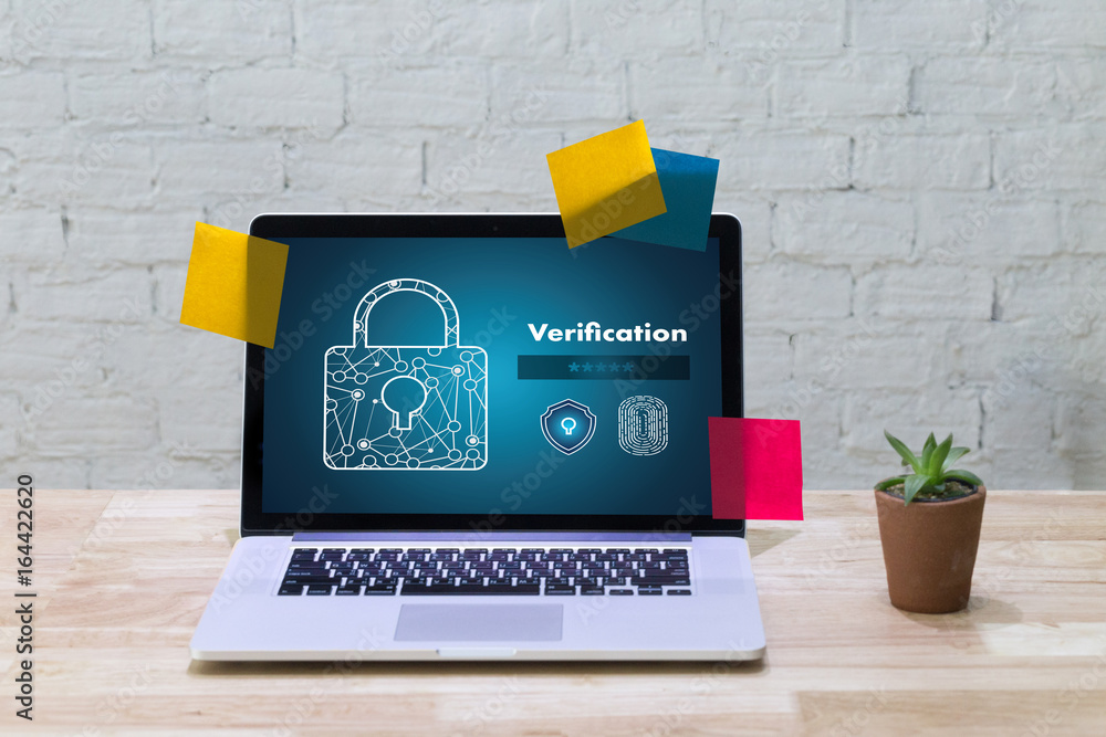 Poster verification action professionals working process performance password and register
