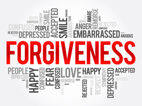 Forgiveness word cloud collage, social concept background