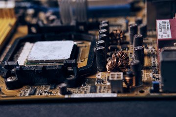Fototapeta na wymiar circuit, technology, electronics, computer, electricity, chip, component, processor, macro