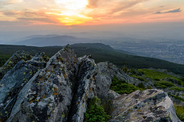 Inspiring sunset at Vitosha national park, Bulgaria