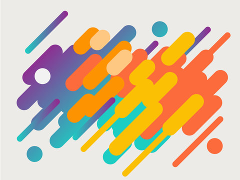 Colorful modern style abstract graphic with composition from various rounded shapes