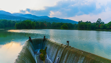 spillway and the mountain blue sky