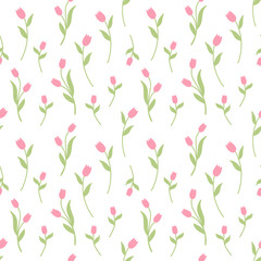 Floral Seamless Tulip Pattern Vector