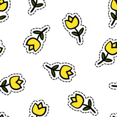 Floral Seamless Tulip Pattern Vector