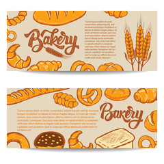 Set of bakery banner templates isolated on white background. Vector illustration