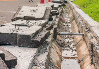 sewage drainage near the road.