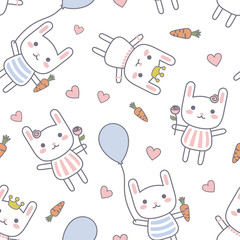 Cartoon Rabbit Seamless Baby Pattern