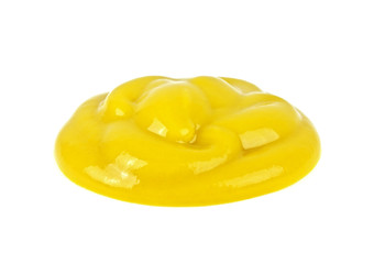 Handful mustard sauce isolated on a white background