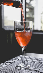 Pouring refreshing drink