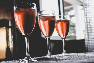 Wine glasses lined up