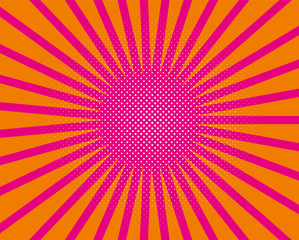 Cartoon pattern with circles, dots Halftone dotted background. Pop art style. Design element, border for web banners, cards, wallpapers.  Colorful. Vector illustration