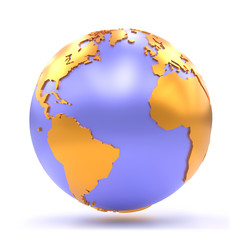 stylized Earth showing Africa, Europe, North America and South America