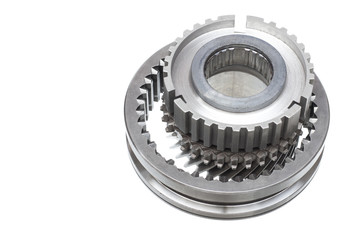 automobile transmission gear shafts on a light background