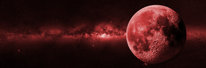 Fototapeta premium Moon in front of the Milky Way galaxy