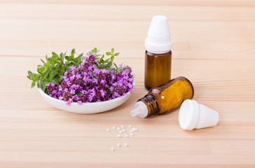 Homeopathic medicines / Homeopathic remedy with flowering wild thyme